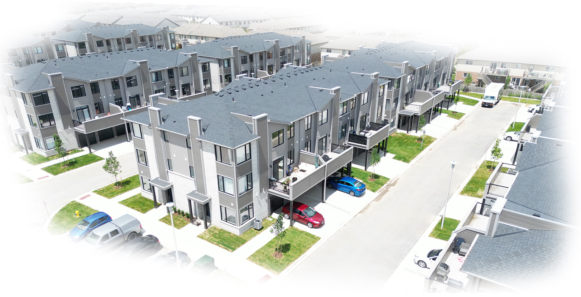 Rendering of back-to-back Townhomes to be built at Vista